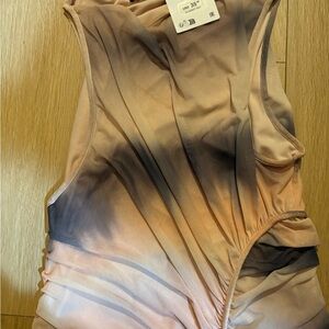 Zara Gradient Sleeveless Blouse - Peach and Black